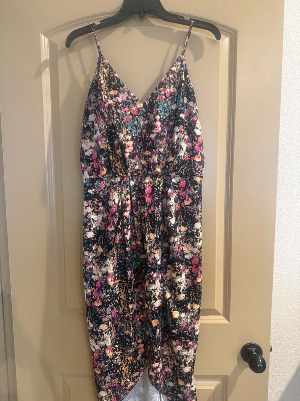 Chelsea & Violet Floral Midi Dress Black Multicolor Strappy Small comfy